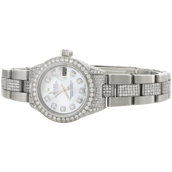 NEW Women's Rolex 26mm 5CT Diamond Watch! Sale! Mint! With Rolex Box - Picture 4 of 10